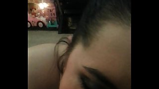 White girl sucks Indian cock and takes cum in mouth